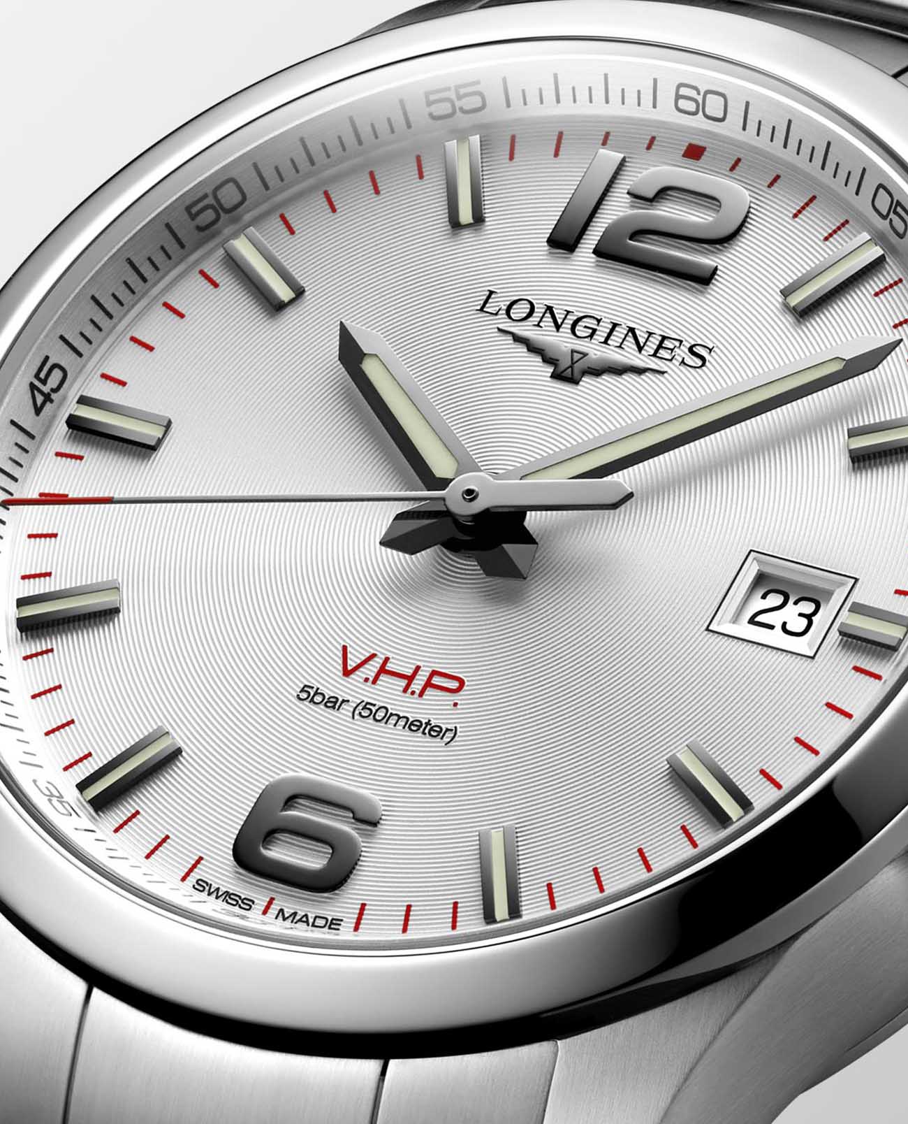 Оригинальные часы Longines  Longines Conquest V.H.P. L3.726.4.76.6 кварцевые калибр механизма l288.2 (на основе eta e56.111) общий вид